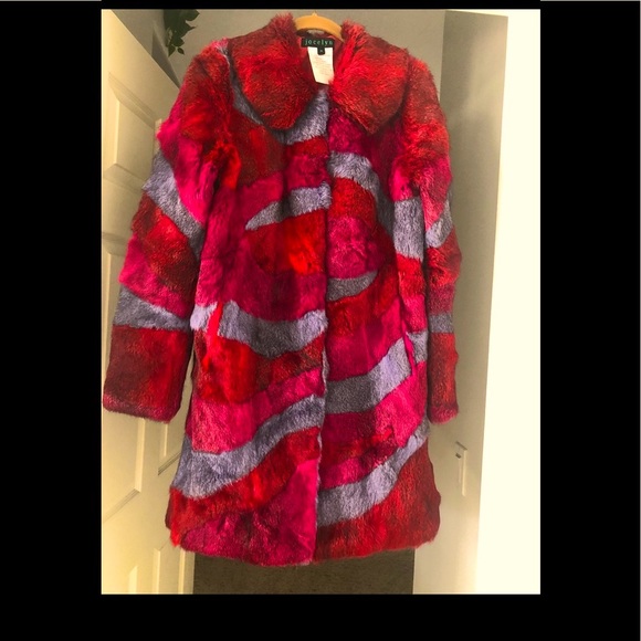 Jocelyn RARE red silver Rabbit Fur coat - Picture 5 of 5